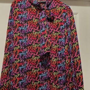New York & Company Vibrant Script Blouse
